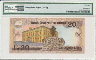 Bank Centrali Malta 20 Lira 1967 PMG 66EPQ 2