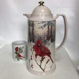 Lenox Winter Greetings Everyday Thermos Scenic Cardinal Bird,  Mug Bonus