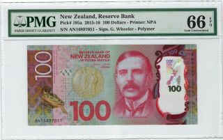 Zealand,  2015 - 16 100 Dollars P - 195a Pmg 66 Epq