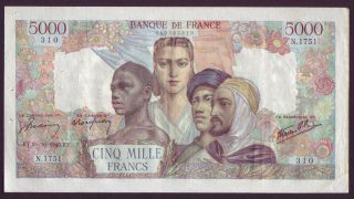 5000 Francs From France Empire Français 1945 Z5