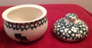 Tienshan Folk Craft Moose Country Sugar Bowl Creamer Set Green Spongeware 3