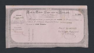 Caledonia 100 Francs 1871 (pick Unlisted) Aunc