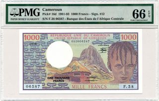Cameroun - 1000 Francs 1983 - P16d Pmg Gem Unc 66 Epq