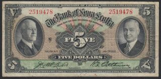 Canada - Ps 632 Bank Of Nova Scotia $5 1935