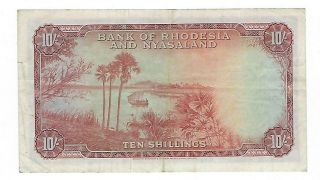 Rhodesia & Nyasaland 10 Shillings banknote 1961 VF.  EP - 8315 2
