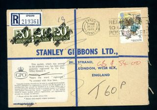 1979 Registered Cover With Gpo Label And 60p Postage Due (n902)
