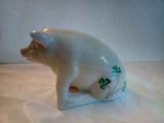 Vintage Irish Belleek Classic Shamrock Porcelain Pig