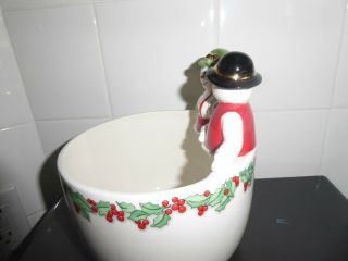 Spode Christmas Tree Bowl Candy Dish With Mr.  And Mrs.  Snowman 3