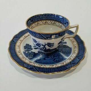 Royal Doulton Real Old Willow Gold Plated Tea Cup And Saucer