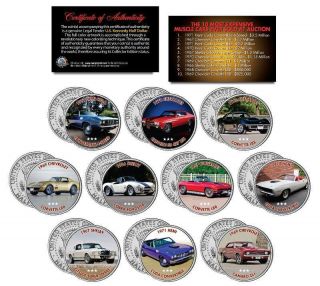 The Most Expensive Muscle Cars Colorized Jfk Half Dollar Us 10 - Coin Set