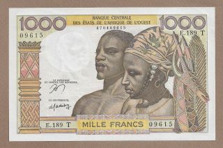 West African States: 1000 Francs Banknote,  (unc),  P - 803tn,  1965,