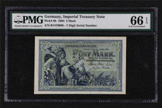 1904 Germany Imperial Treasury Note 5 Mark Pick 8b Pmg 66 Epq Gem Unc