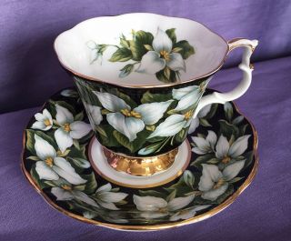 Royal Albert Provincial Flowers Trillium Tea Cup Saucer Set Bone China England