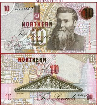 (com) Northern Ireland - Northern Bank 10 Pounds 24.  2.  1997 - P 198a - Unc