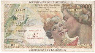 Reunion 20 Nouveaux Francs On 1000 Francs P - 55a