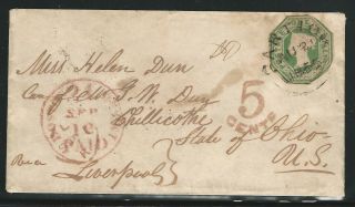 Great Britain,  Scott 5,  On 1855 Cover From Glasgow,  Scotland To Ohio