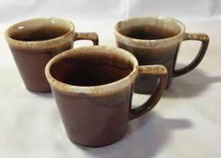 Mccoy Brown Drip Coffee Mugs D Handle Cups Set Of 3 Vintage