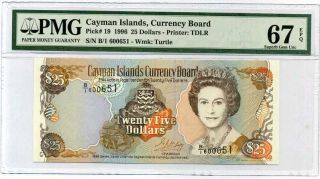 Cayman Islands 25 Dollars 1996 P 19 Gem Unc Pmg 67 Epq Highest