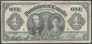 1911 Dominion Of Canada 1 Dollar Bank Note