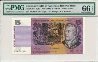 Reserve Bank Commonwealth Of Australia $5 Nd (1969) Pmg 66epq