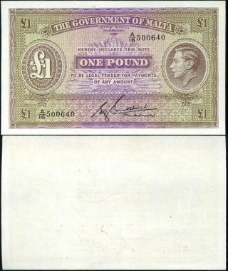 Malta 1 Pound 1940 P 20 Unc See Scan