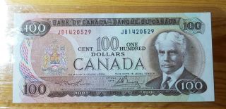 $100 Bank Notes Canada 1975.  Uncirculated,  And Crisp.  Would Grade High