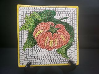 Vietri Mosaic Pottery Tiled Tomato Trivet Made In Italy Collectible