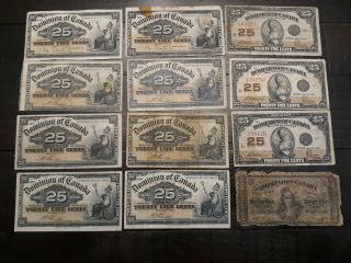 12 - 25 Cent Dominion Of Canada Set 1870 - 1923 - Shin - Plaster Fractionals 103