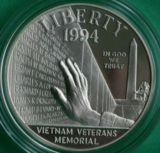 1994 P Vietnam Veteran Memorial Commemorative Proof Silver Dollar Coin Only