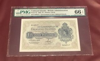 Falkland Islands British Administration 1 Pound Pick 8e 1982 Pmg 66 Gem Unc