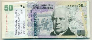 Argentina Bundle 25 Notes 50 Pesos (2015) P 356 Unc