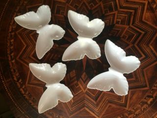 Set Of 4 Vintage Otagiri White Porcelain Butterfly Divided Dishes Made In Japan