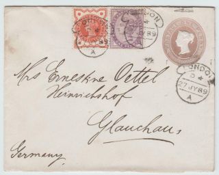 1889 1d Postal Stationery Envelope Uprated With 1881 1d Lilac,  Hooded Cds