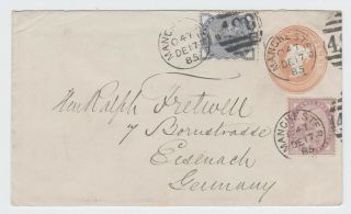 1885 1d Postal Stationery Envelope Uprated With 1881 1d Lilac From Manchester