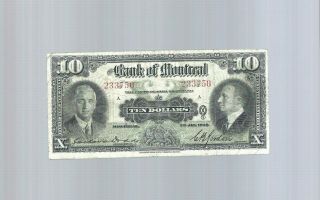 1935 Bank Of Montreal $10 Ten Dollar Bank Note Serial 233750 Dodds Gordon
