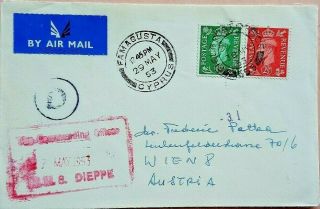 Cyprus 1953 Field Post Office & Famagusta Cancels H.  M.  S.  Dieppe Censored Austria