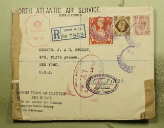 Dr Who 1941 Gb London Registered Airmail To Usa Wwii Censored E82773