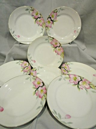 Vtg Noritake Azalea Pink Flower Bread & Butter Plates 6 3/8 " Vgc