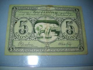 GREENLAND 5 Kroner POLAR BEAR Note 1926 - 1945 3