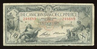 1935 Canadian Bank Of Commerce $10 Chartered Banknote - S/n: 248689/b