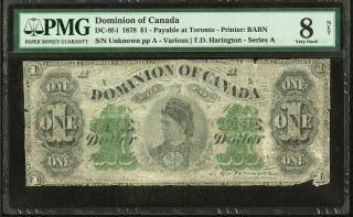 Canada Dominion Bank $1 1878 Dc - 8f - I Pmg Very Good 8 Net