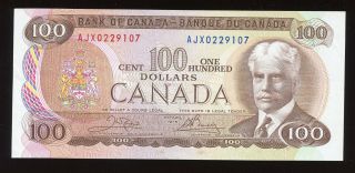 1975 Bank Of Canada $100 Banknote - S/n: Ajx0229107 - Au - Face Value