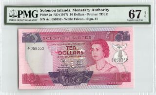 Solomon Islands Nd (1977) P - 7a Pmg Gem Unc 67 Epq 10 Dollars