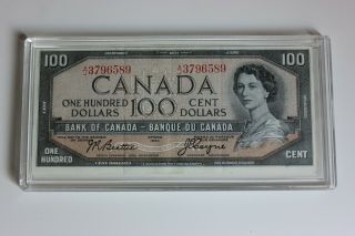 1954 Bank Of Canada $100 Dollar Modified Bank Note A/j 3796589