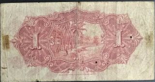 Straits Settlements $1 Dollar 1927 P 9a Red Sign Date Singapore Malaya British