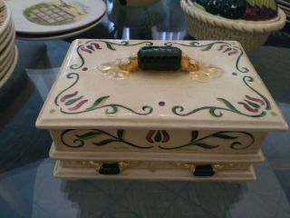 Metlox Poppytrail Homestead Provincial Trinket Box Downer Covered With Lid
