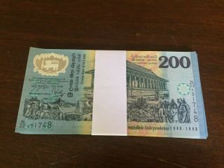 Sri Lanka Ceylon 1/4 Bundle 200 Rupees Unc & Cns - (25 Notes)