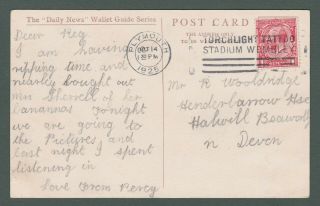 1925 Gb Gv - Plymouth Torchlight Tattoo Slogan Postmark With Lines On Ppc (w601)