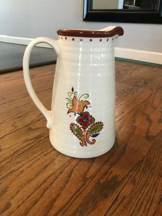 Tabletops Gallery Painted Hand Crafted Lizette Floral Paisley Handled Pitcher 2