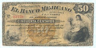 MÉxico Chihuahua 50 Centavos 1878 S144a Rare